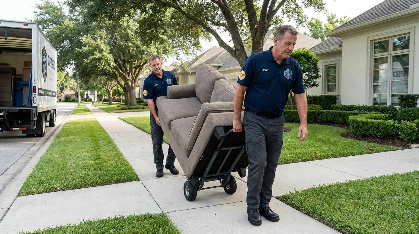 Local residential moving crew loading furniture in Quinebaug, CT